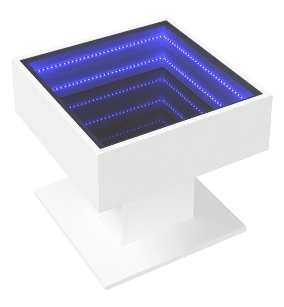 Table basse avec LED blanc 50x50x45 cm bois d'ingénierie