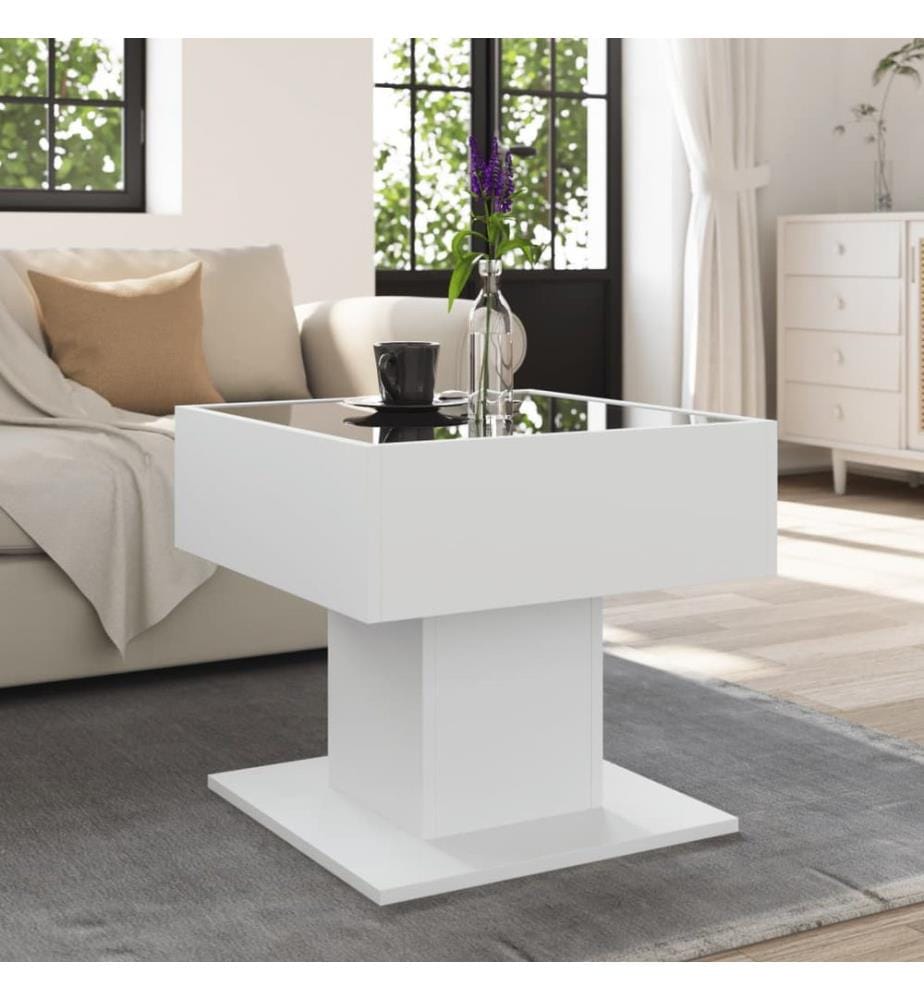 Table basse avec LED blanc 50x50x45 cm bois d'ingénierie