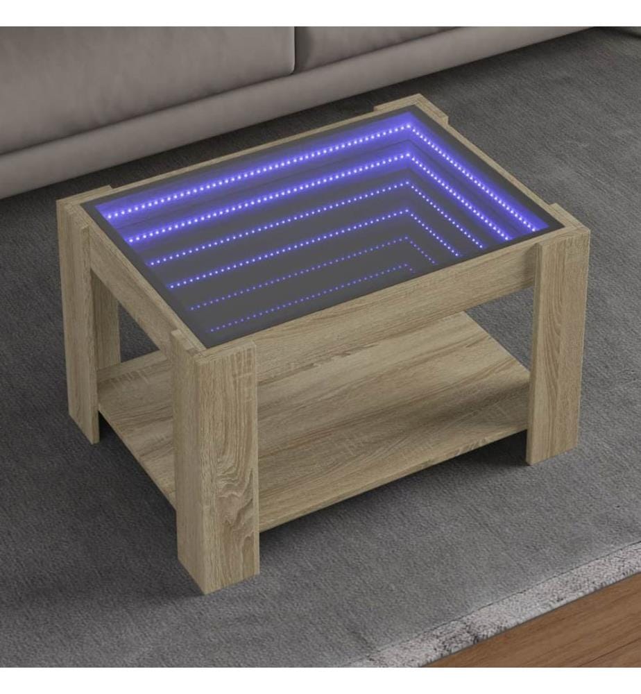 LED-Couchtisch Sonoma Eiche 73x53x45 cm Holzwerkstoff
