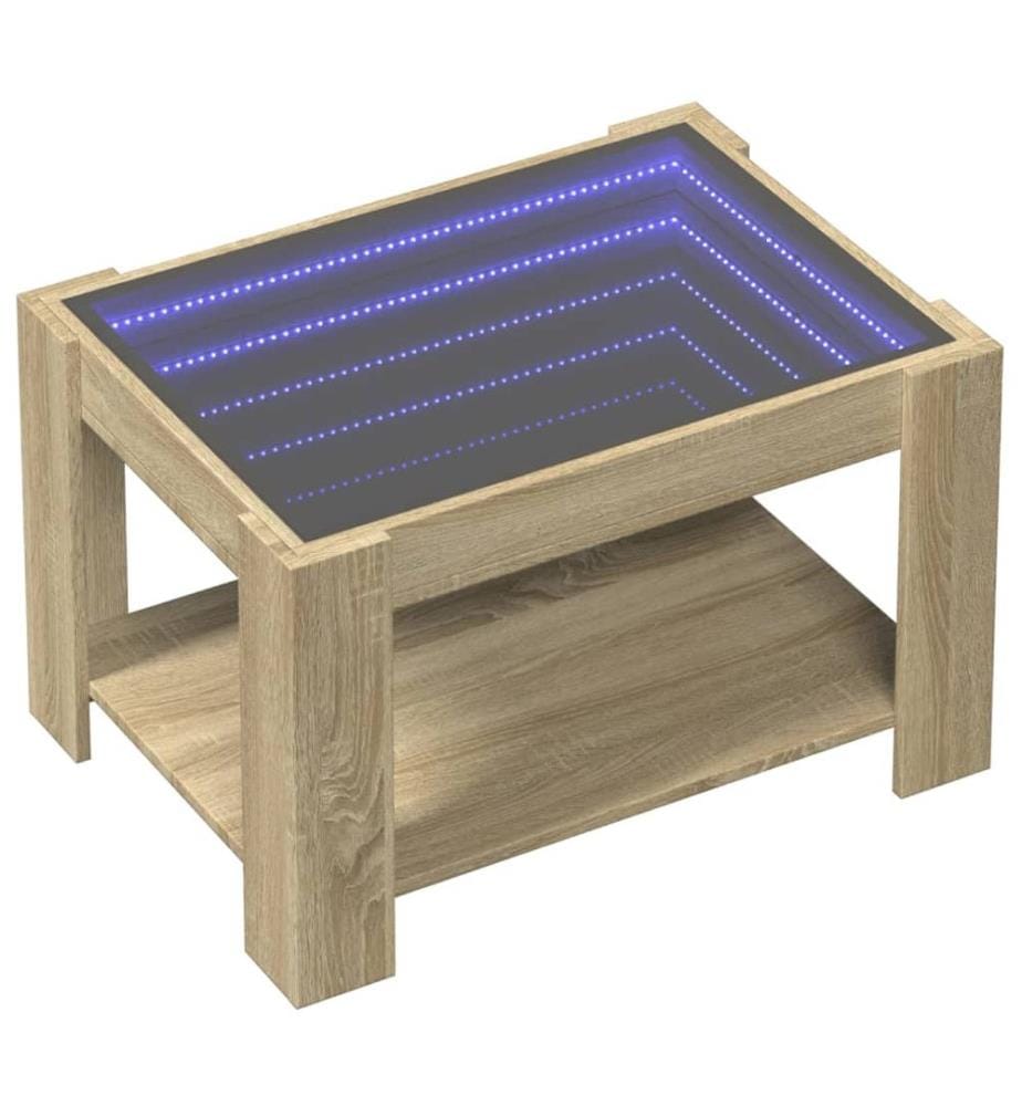 LED-Couchtisch Sonoma Eiche 73x53x45 cm Holzwerkstoff