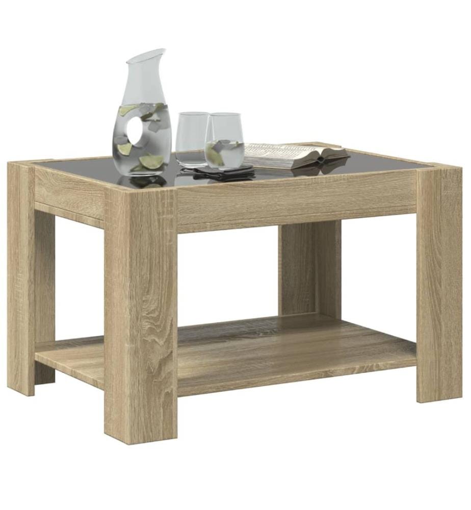 LED-Couchtisch Sonoma Eiche 73x53x45 cm Holzwerkstoff