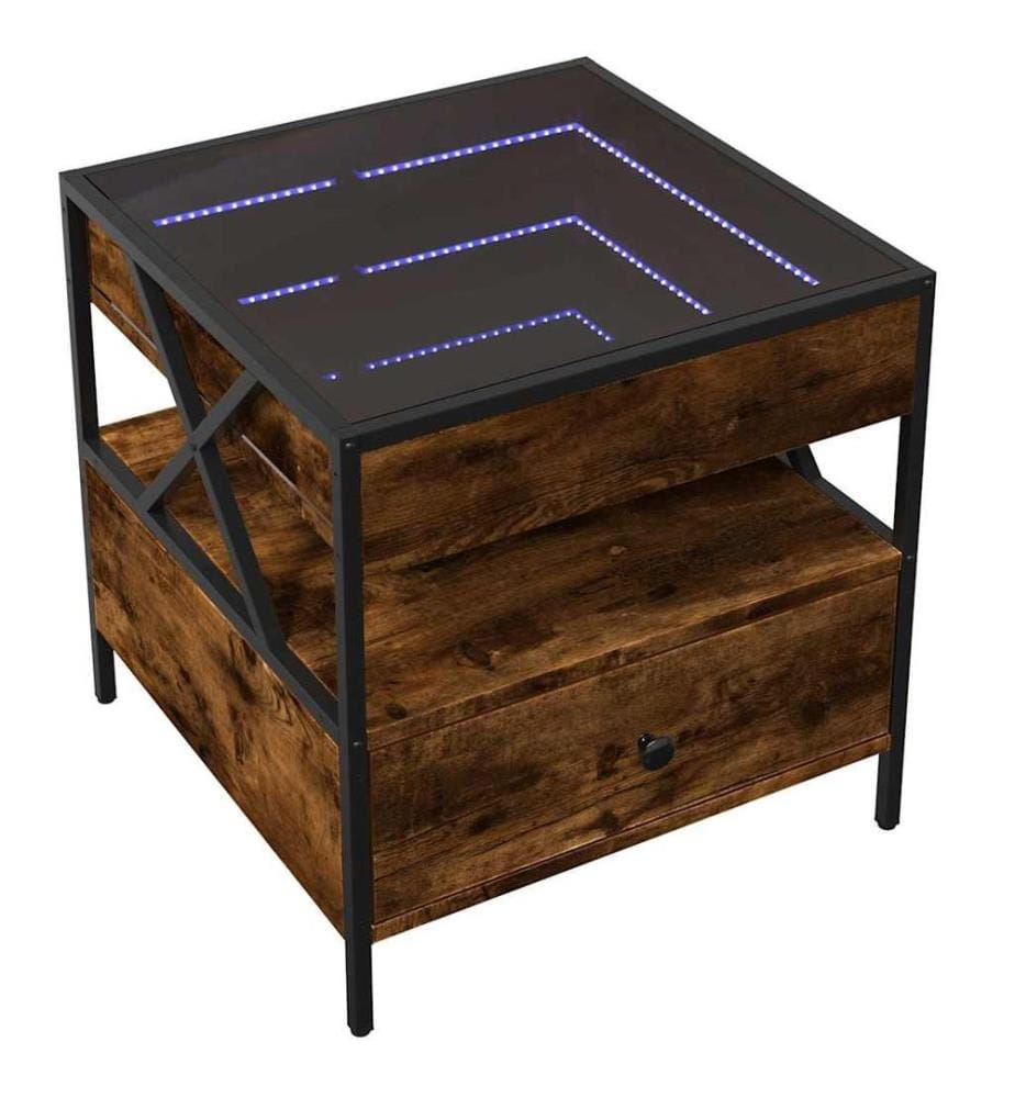 Table basse avec LED Infinity chêne fumé 50x50x51 cm