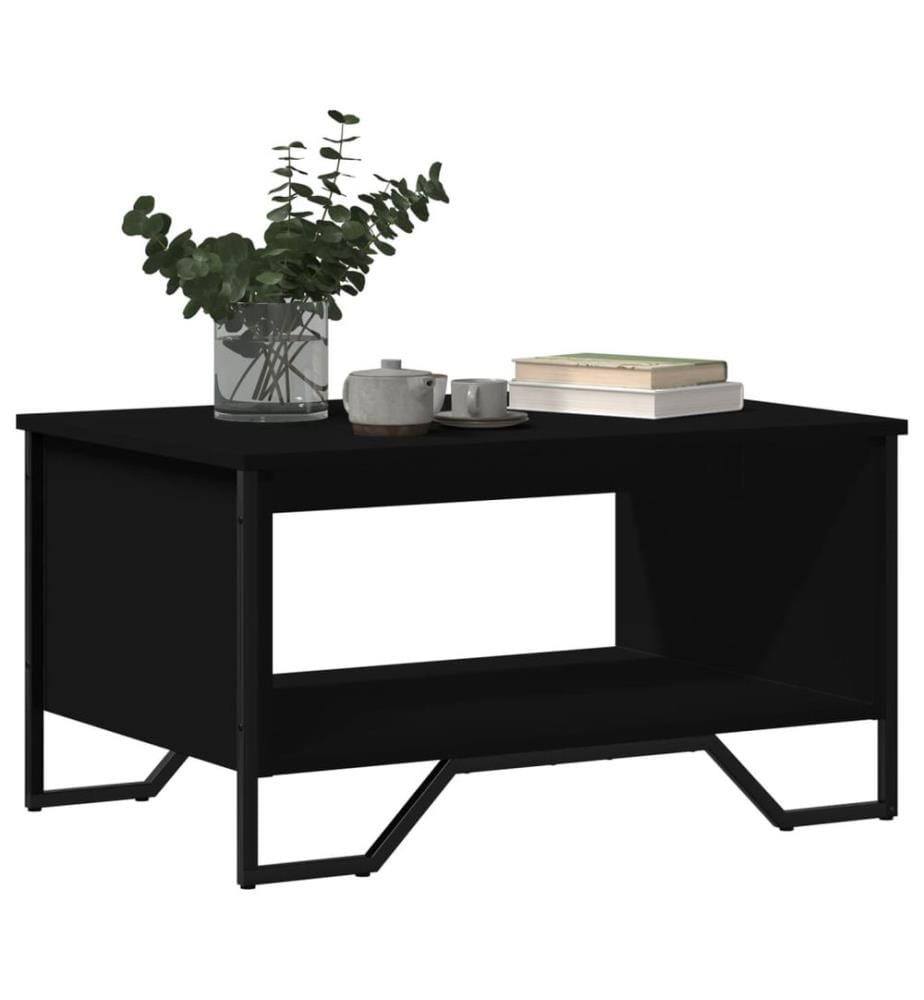 Table basse noir 75x51x40 cm bois d'ingénierie