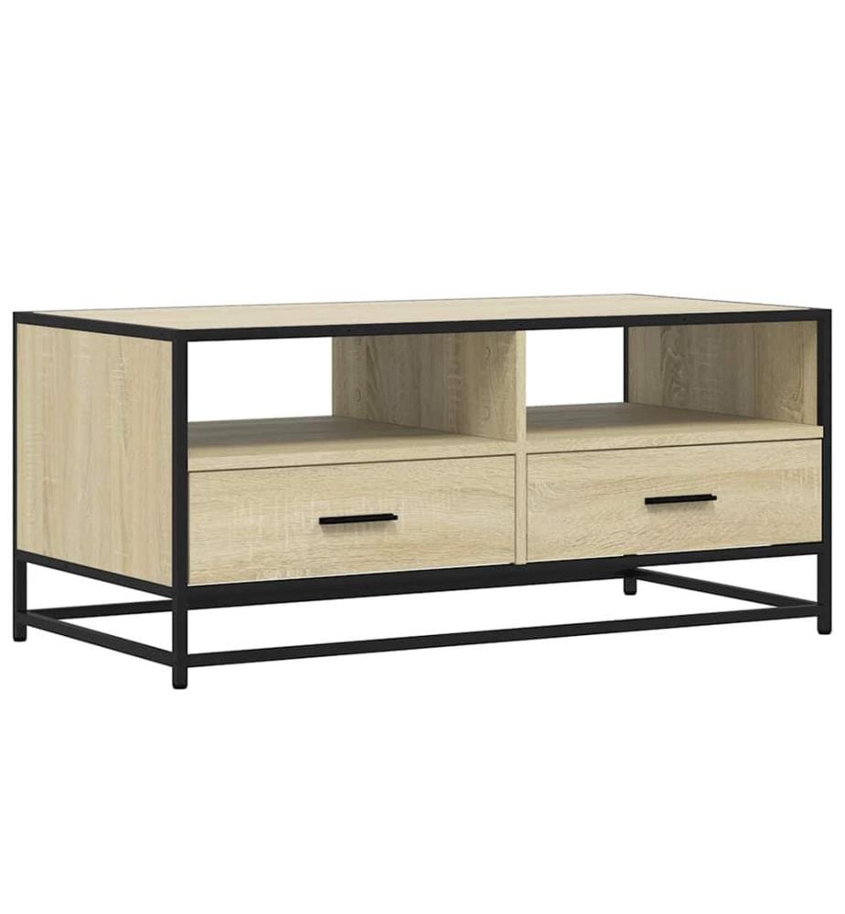 Table basse chêne sonoma 100x50x45cm bois d'ingénierie et métal