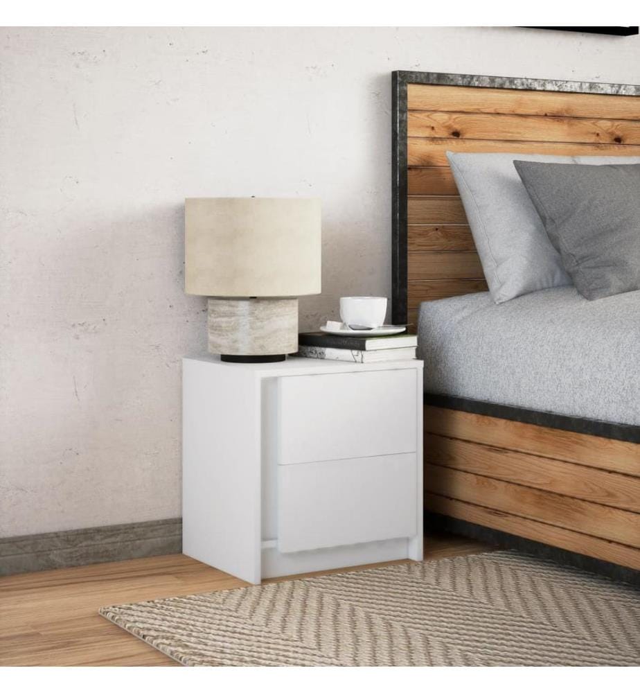 Armoire de chevet avec lumières LED blanc bois d'ingénierie