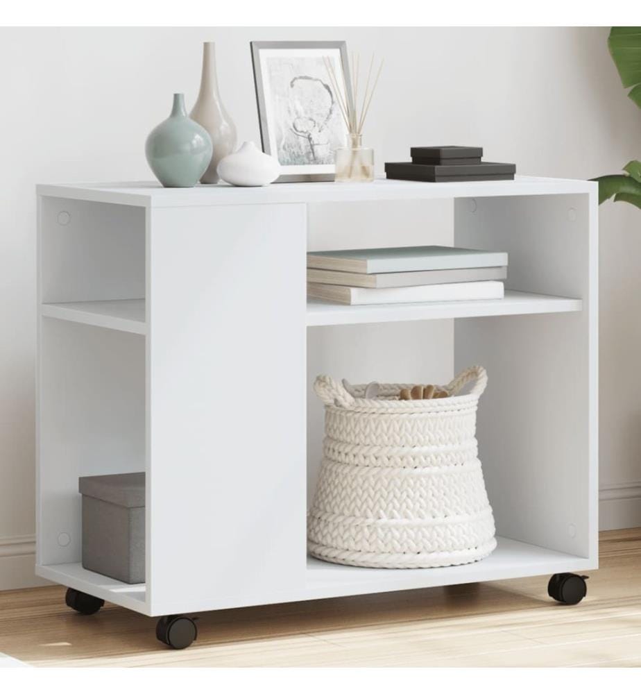 Beistelltisch mit Rollen Weiss 70x35x60 cm Holzwerkstoff