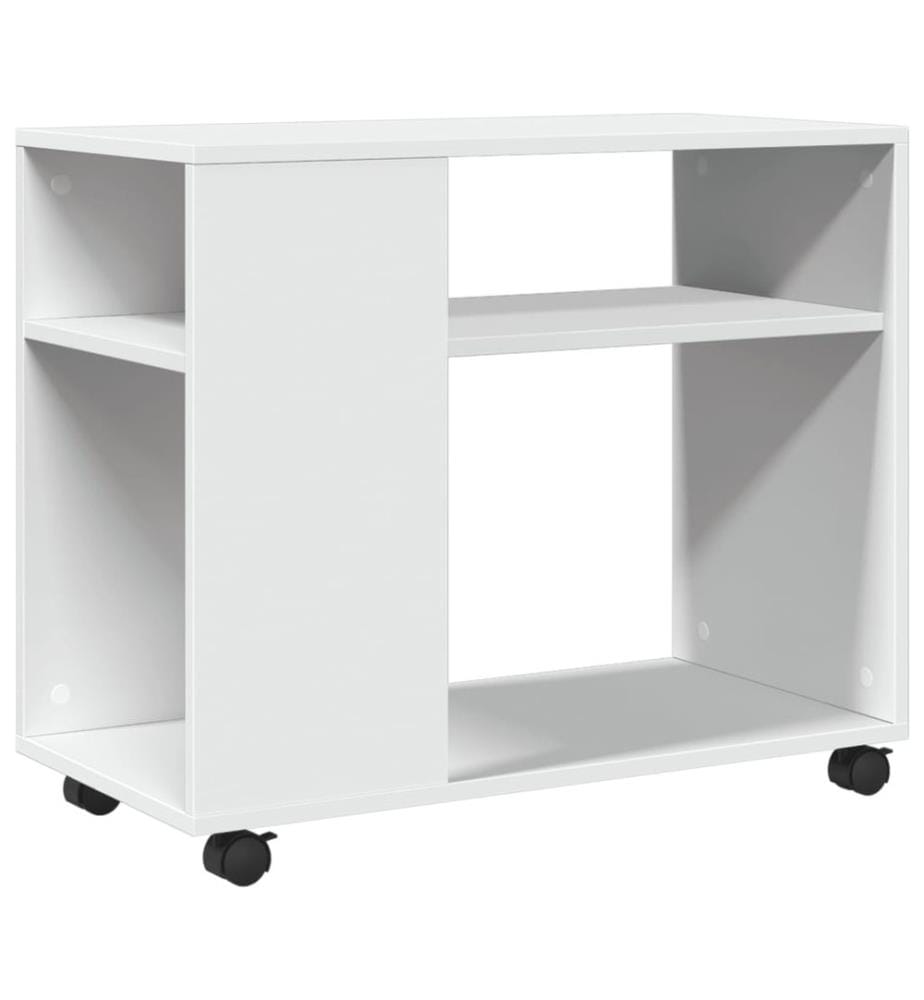 Beistelltisch mit Rollen Weiss 70x35x60 cm Holzwerkstoff