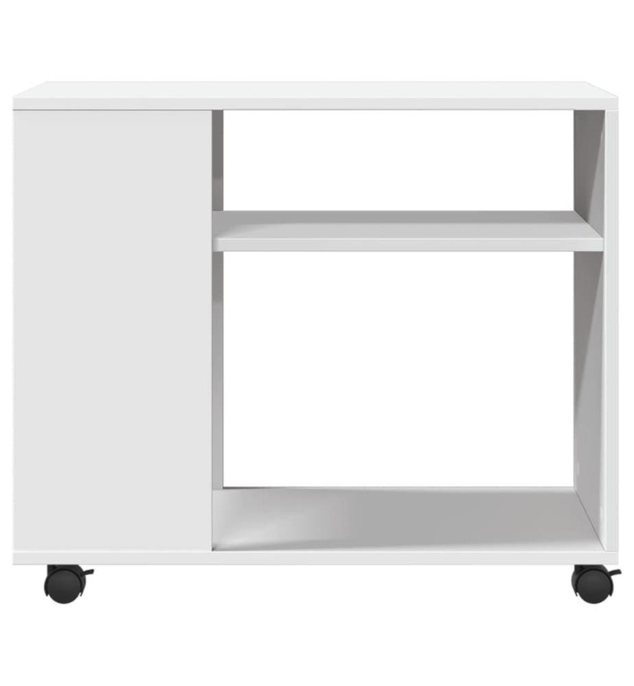 Beistelltisch mit Rollen Weiss 70x35x60 cm Holzwerkstoff