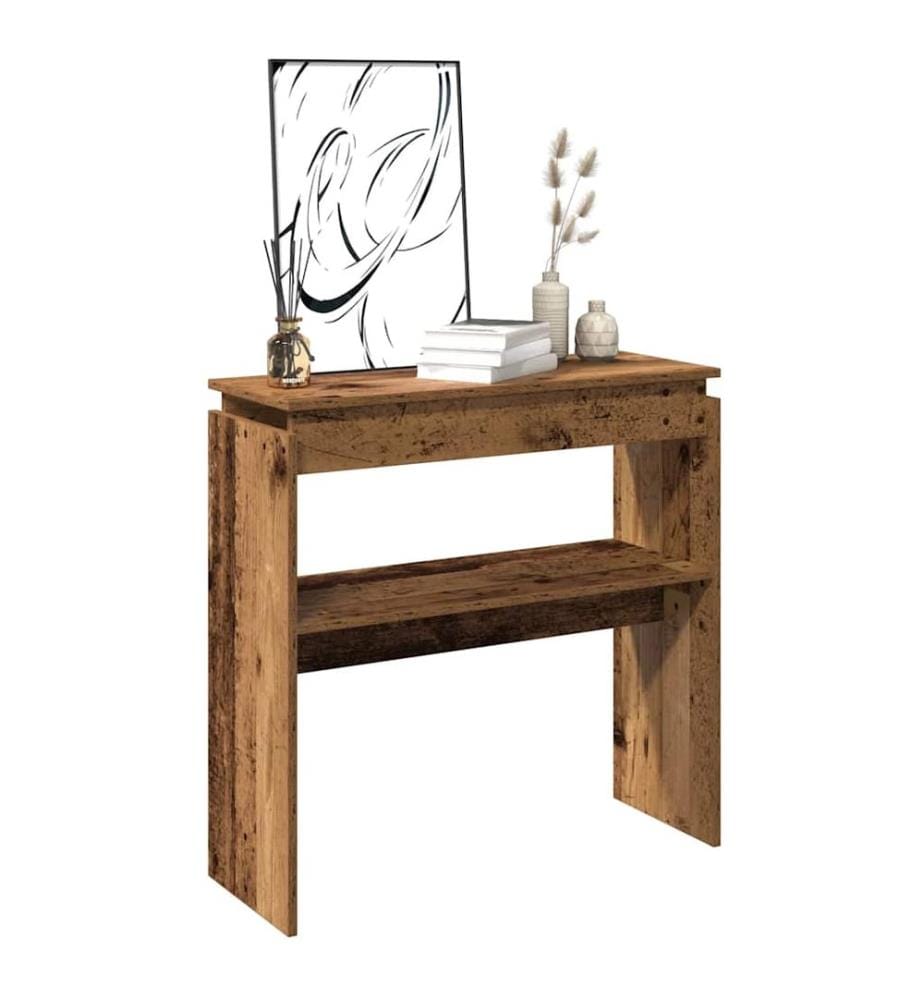 Table console vieux bois 102x30x80 cm bois d'ingénierie