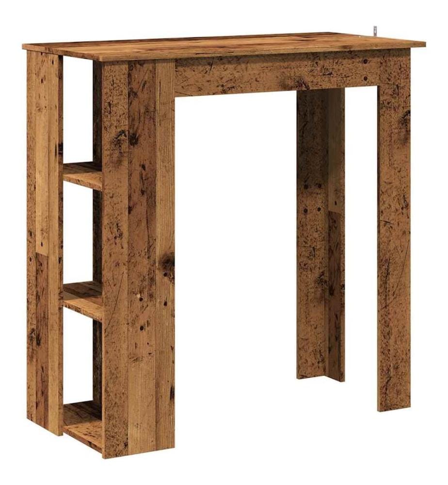 Table de bar avec étagère vieux bois bois d'ingénierie