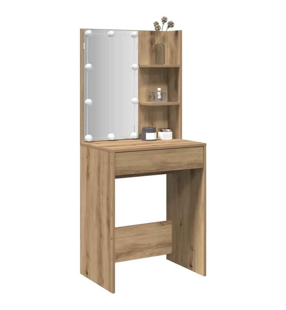 Schminktisch mit LED-Leuchten Artisan-Eiche 60x40x140 cm