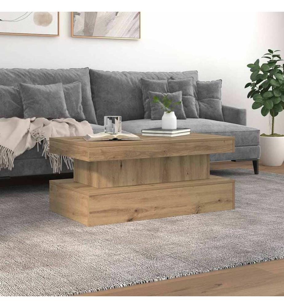 Couchtisch mit LED-Leuchten Artisan-Eiche 90x50x40 cm
