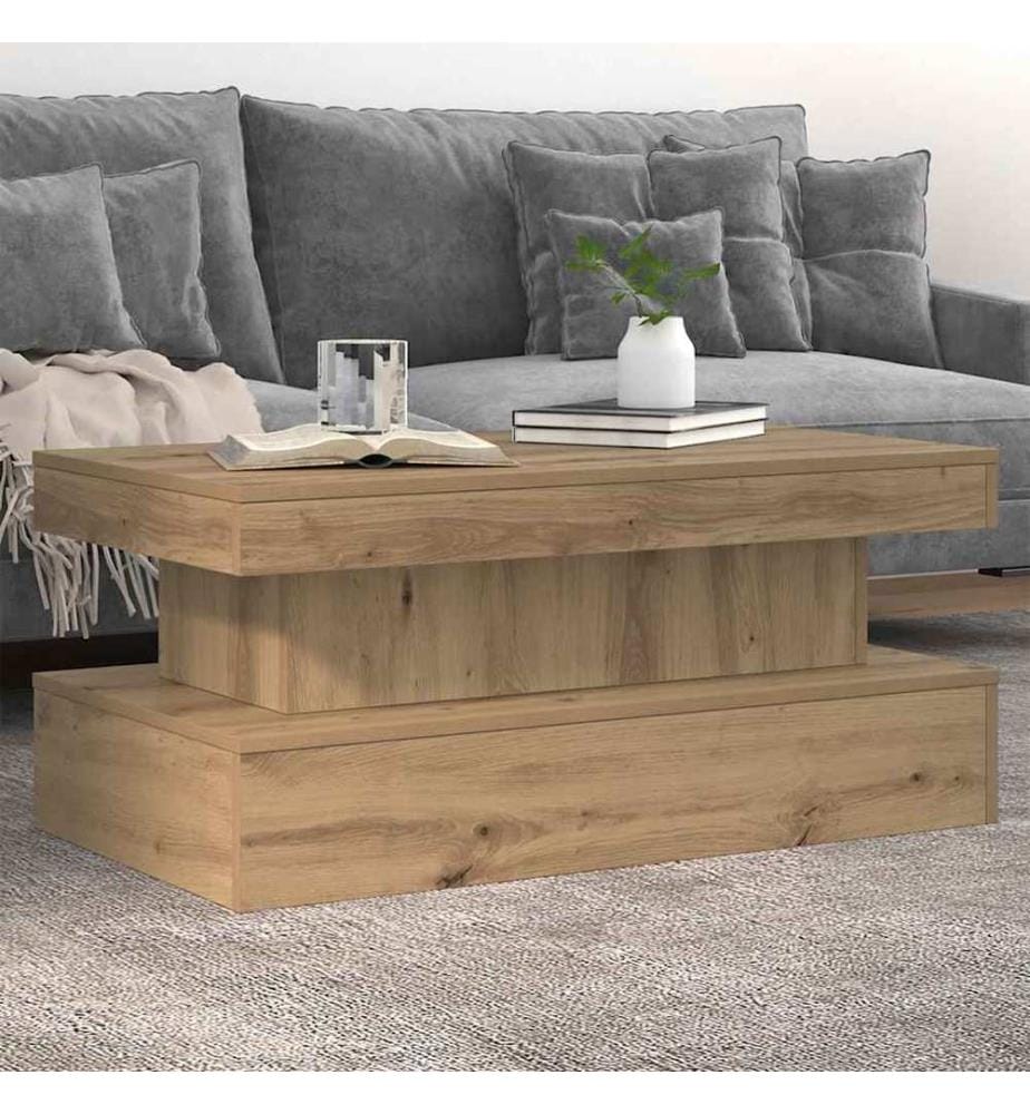Couchtisch mit LED-Leuchten Artisan-Eiche 90x50x40 cm
