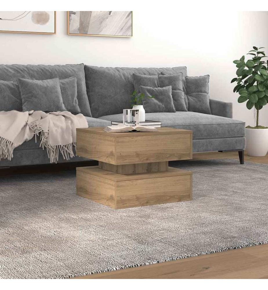 Couchtisch mit LED-Leuchten Artisan-Eiche 50x50x40 cm