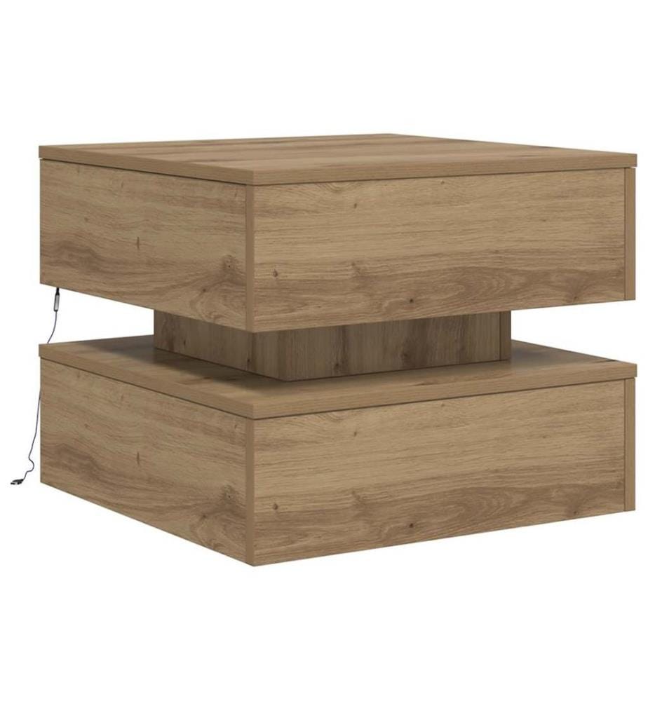 Couchtisch mit LED-Leuchten Artisan-Eiche 50x50x40 cm