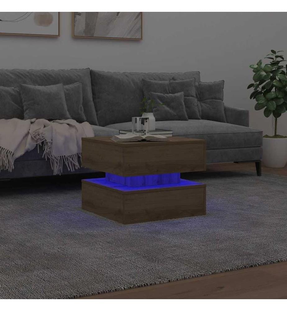 Couchtisch mit LED-Leuchten Artisan-Eiche 50x50x40 cm