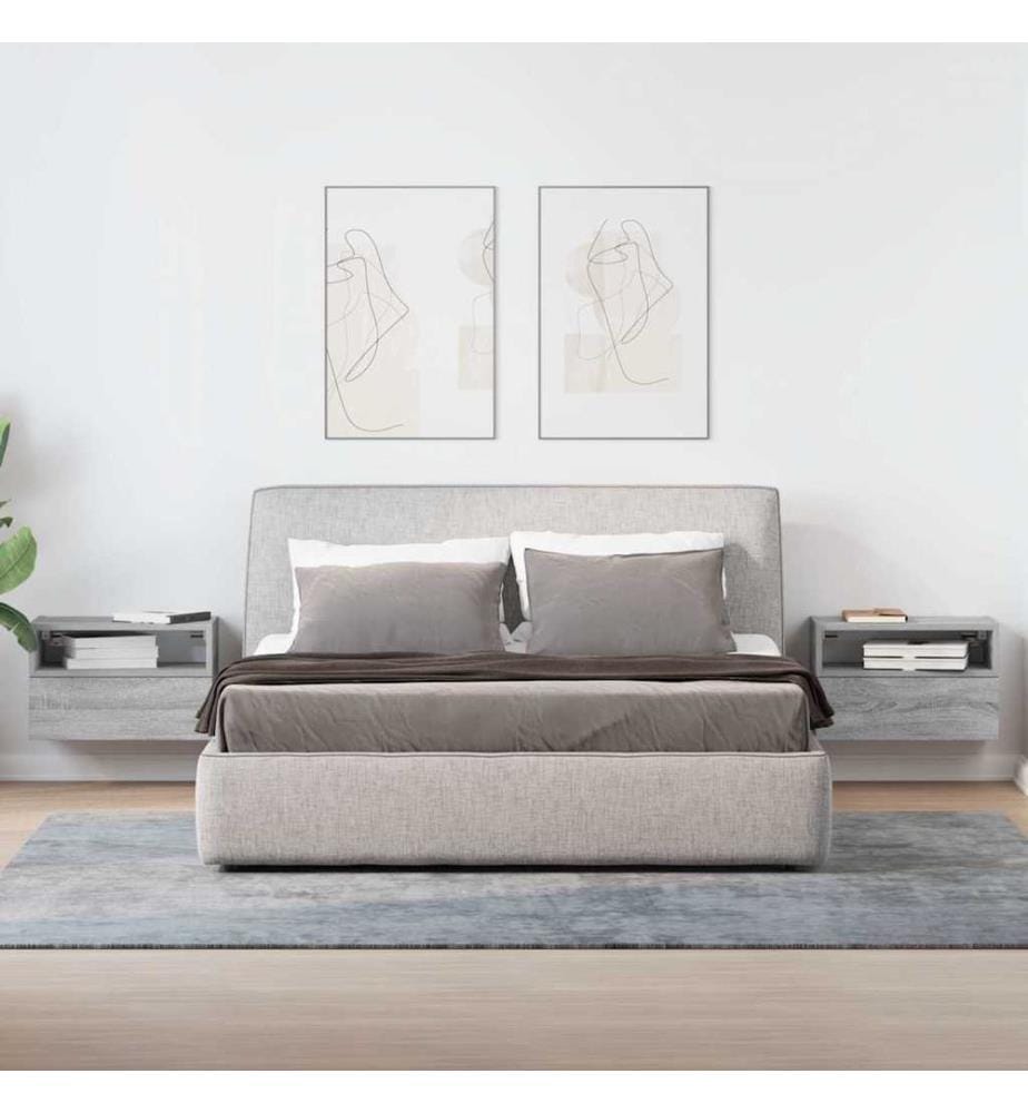 Tables de chevet murales 2 pcs sonoma gris 45x26x28,5 cm