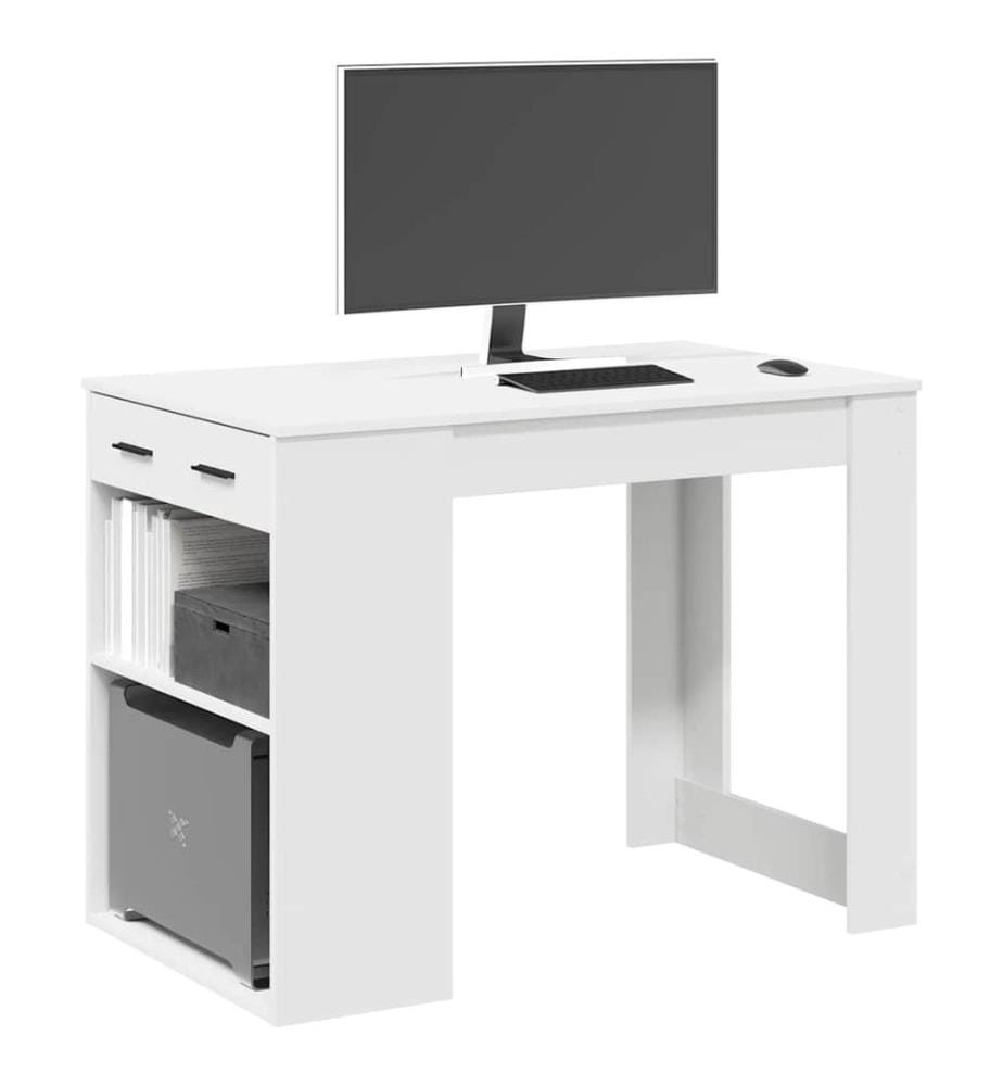 Schreibtisch mit Schubladen und Ablage Weiss 102x62x77,5 cm