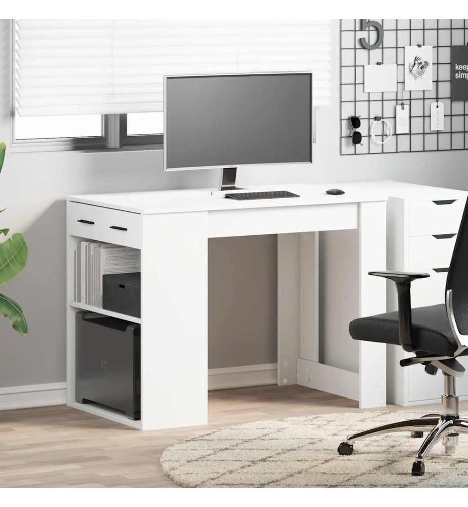 Schreibtisch mit Schubladen und Ablage Weiss 102x62x77,5 cm