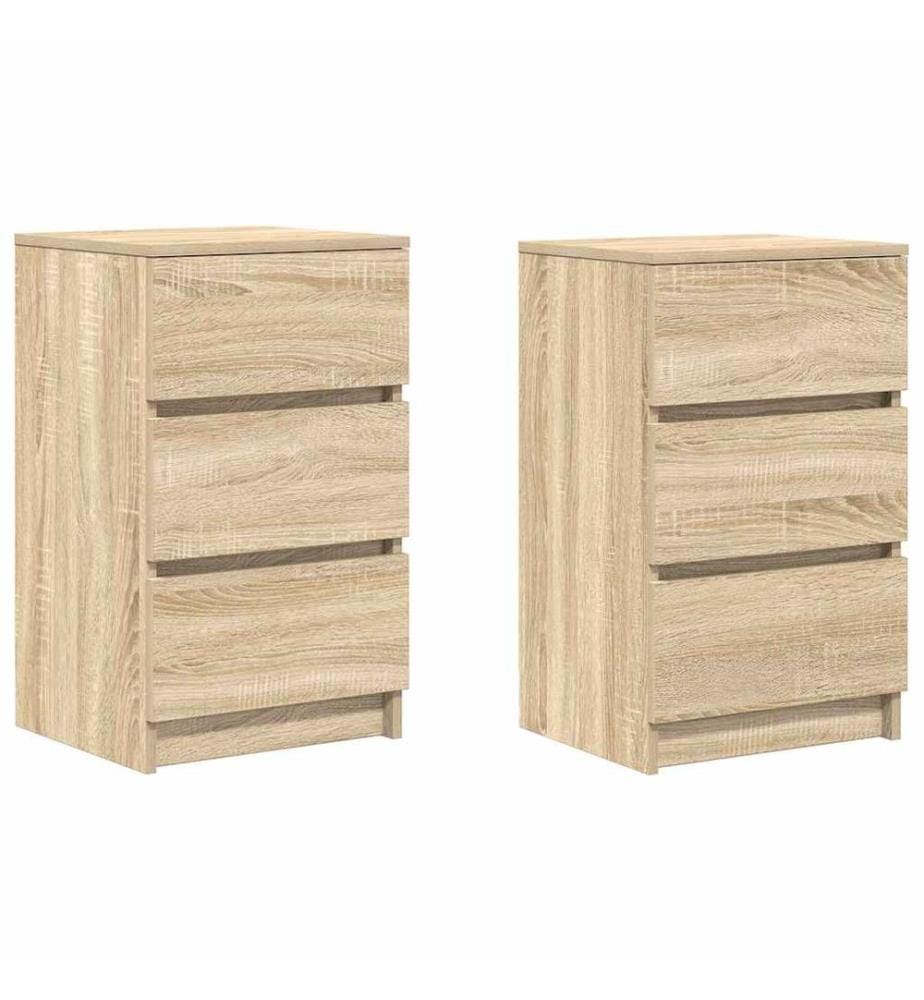 Tables de chevet avec 3 tiroirs 2 pcs chêne sonoma 39x35x65 cm