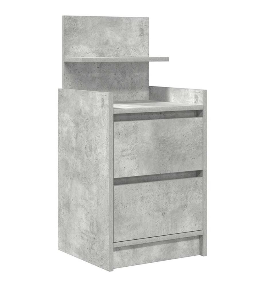 Table de chevet avec 2 tiroirs gris béton 38x34x80 cm