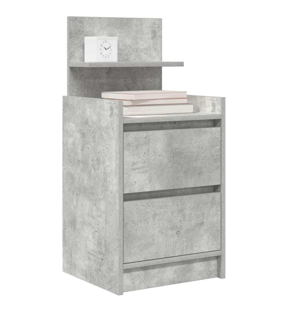 Table de chevet avec 2 tiroirs gris béton 38x34x80 cm