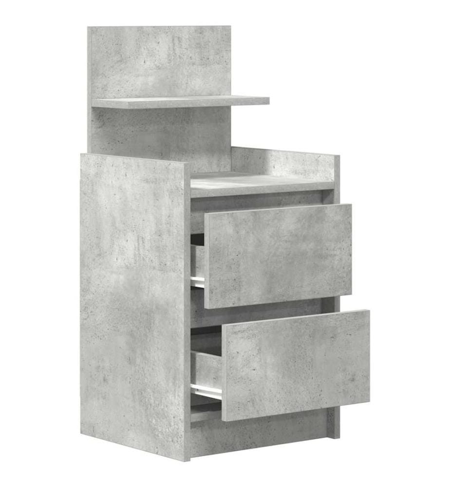 Table de chevet avec 2 tiroirs gris béton 38x34x80 cm