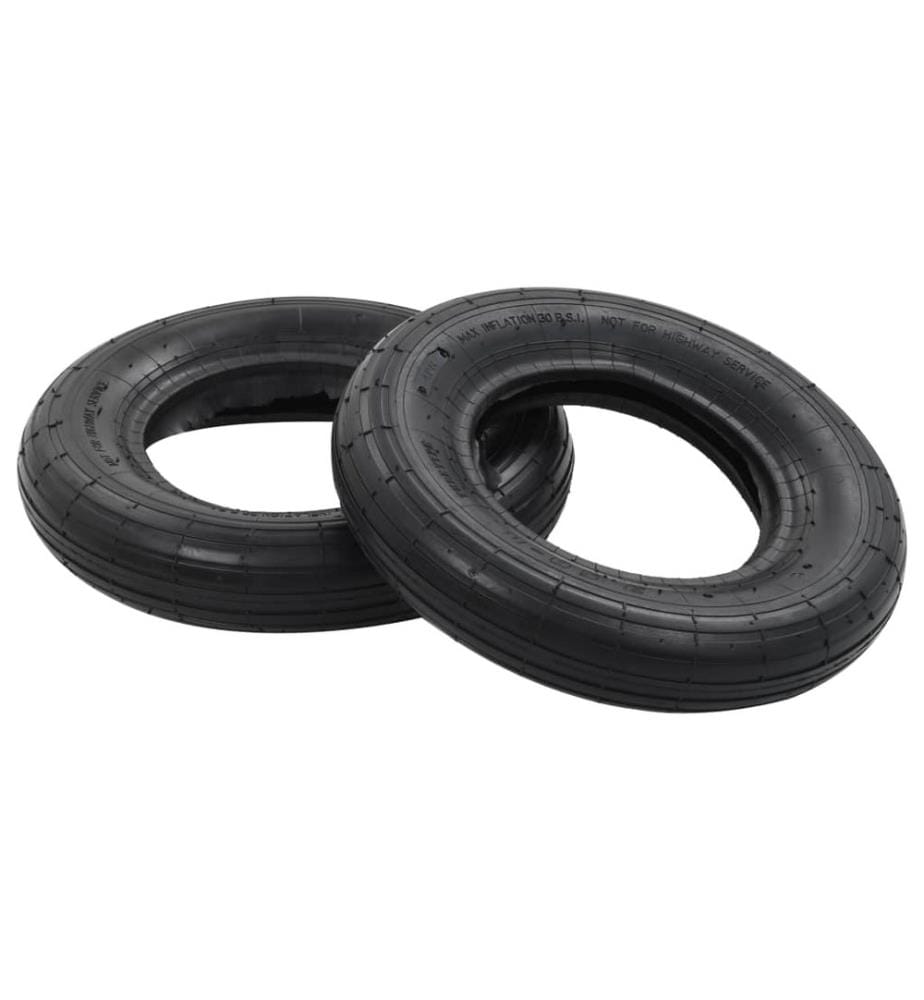 4-tlg. Schubkarrenreifen und Schlauch-Set 3.50-8 4PR Gummi