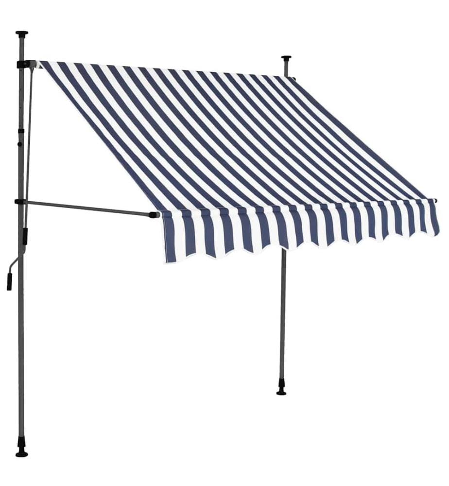 Einziehbare Markise Handbetrieben mit LED 200 cm Blau und Weiss