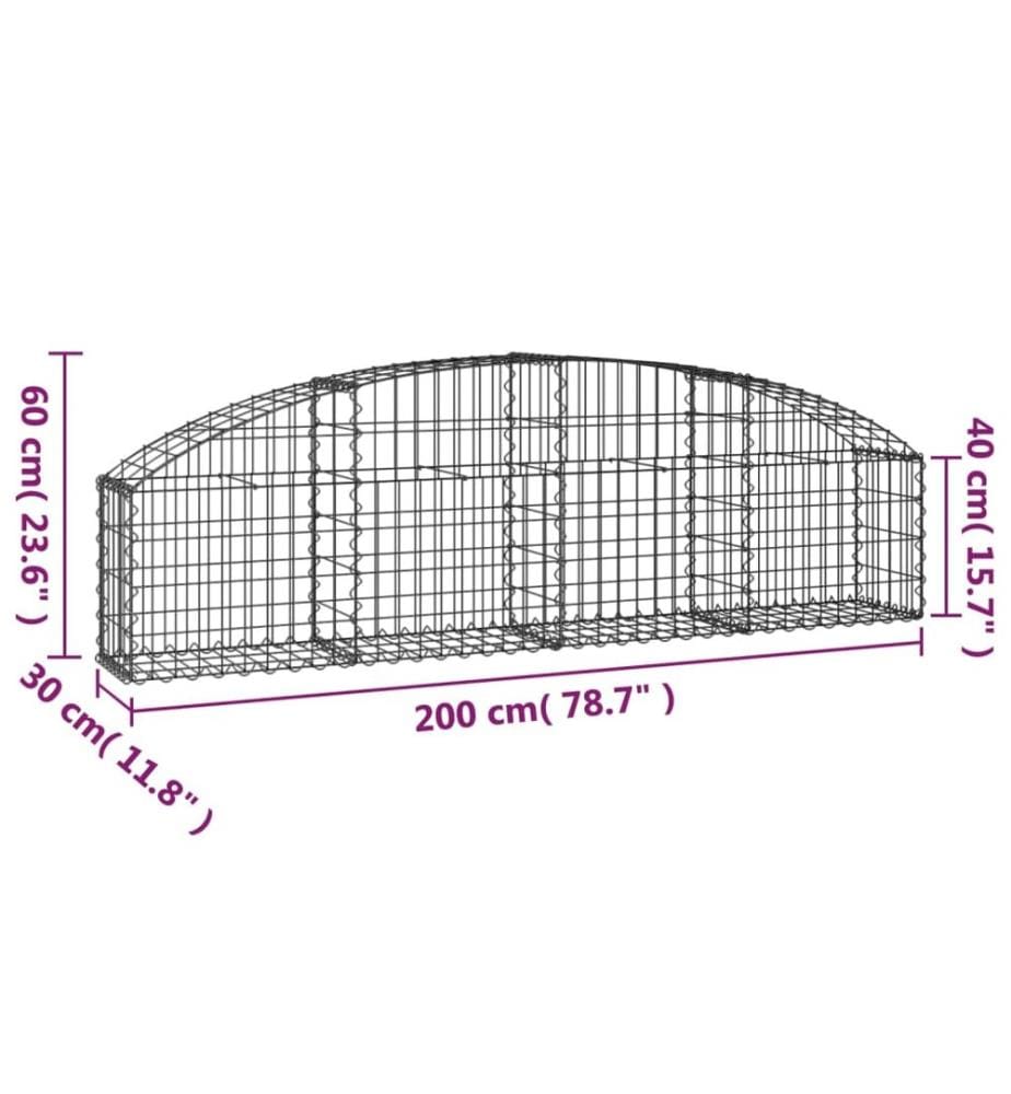 Panier de gabions arqué 200x30x40/60 cm Fer galvanisé