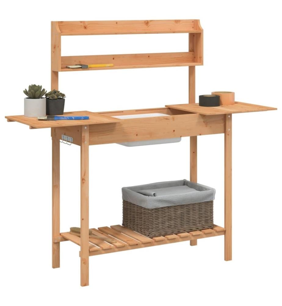 Pflanztisch mit Waschbecken 147,5x44x139,5 cm Massivholz Tanne