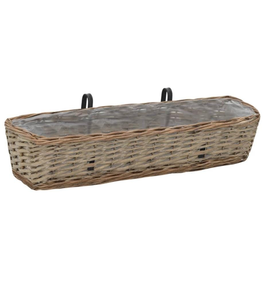 Balkon-Blumenkasten 2 Stk. Weide mit PE-Auskleidung 80 cm