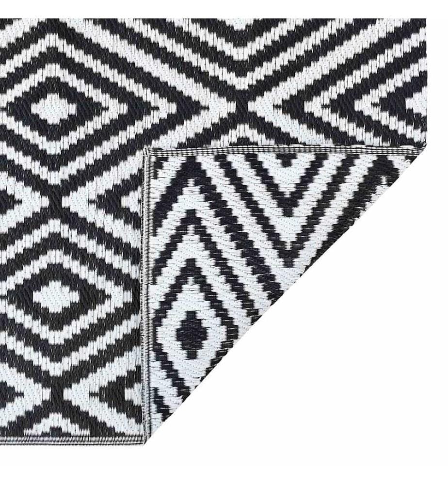 Outdoor-Teppich ARAKIL Weiss und Schwarz 190x290 cm PP