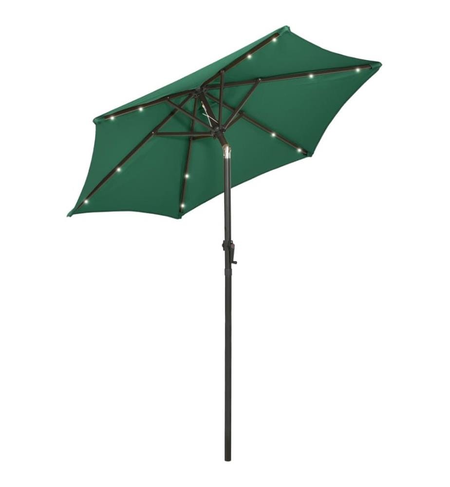 Sonnenschirm mit LED-Beleuchtung Grün 200x211 cm Alu