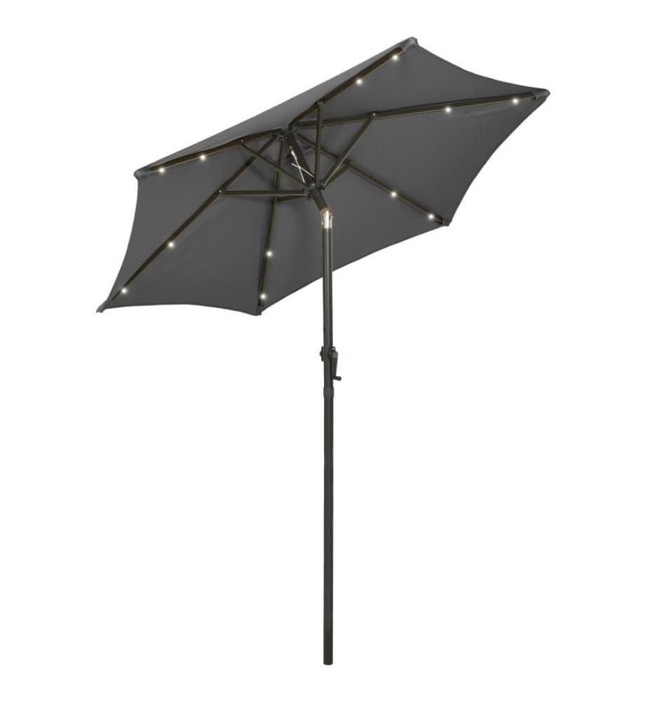Sonnenschirm mit LED-Beleuchtung Anthrazit 200x211 cm Alu