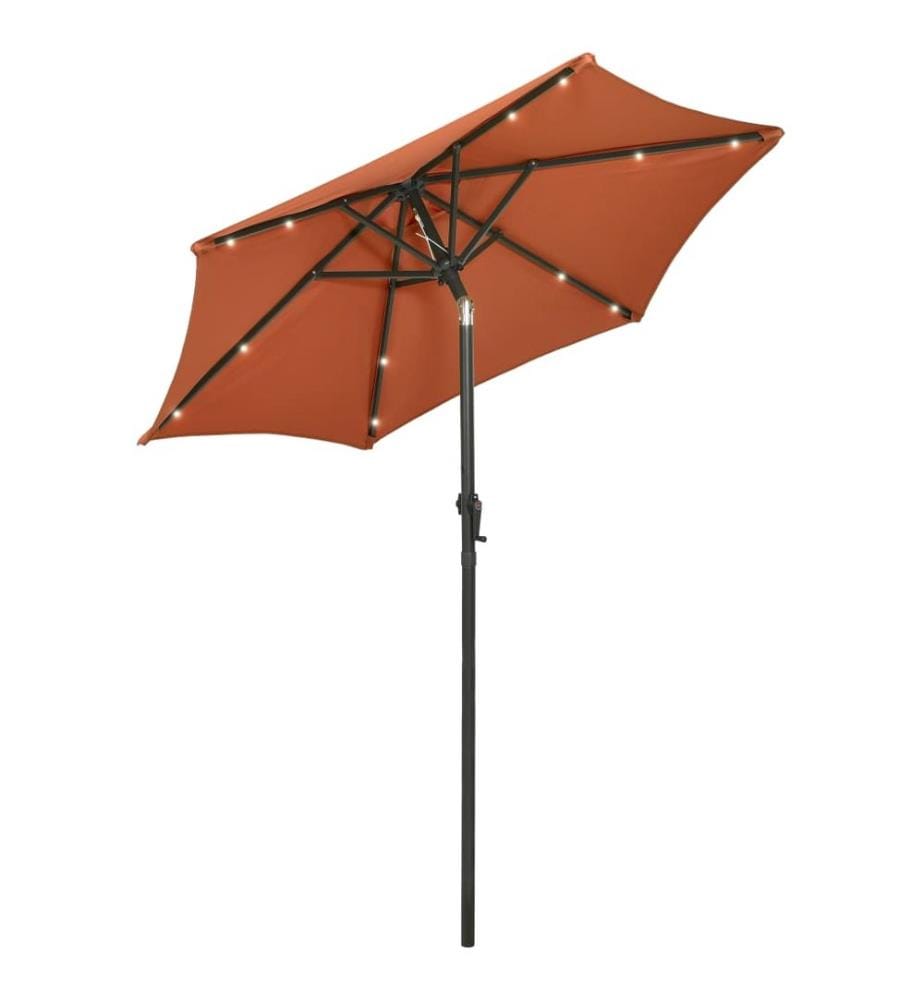 Parasol de jardin avec lumières LED terre cuite aluminium