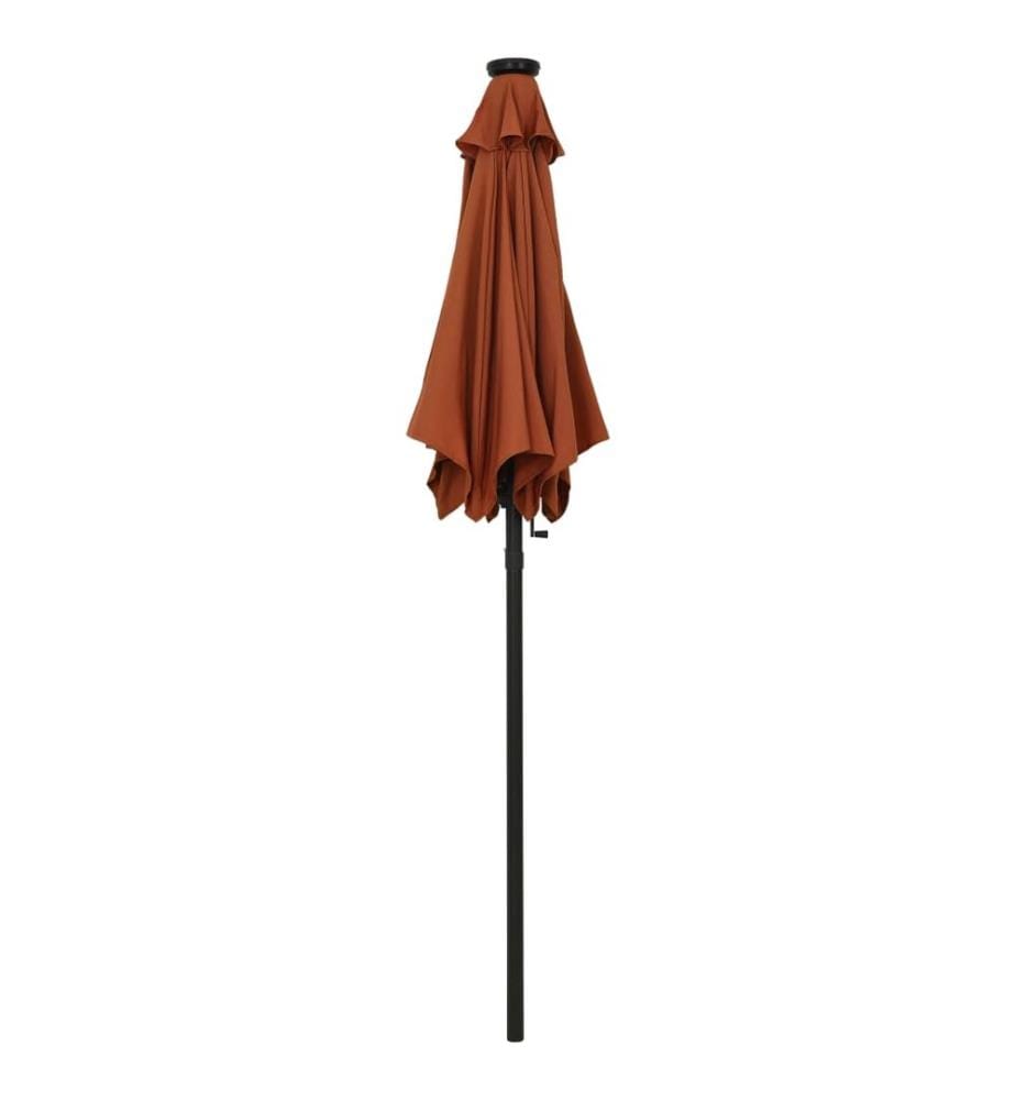 Parasol de jardin avec lumières LED terre cuite aluminium