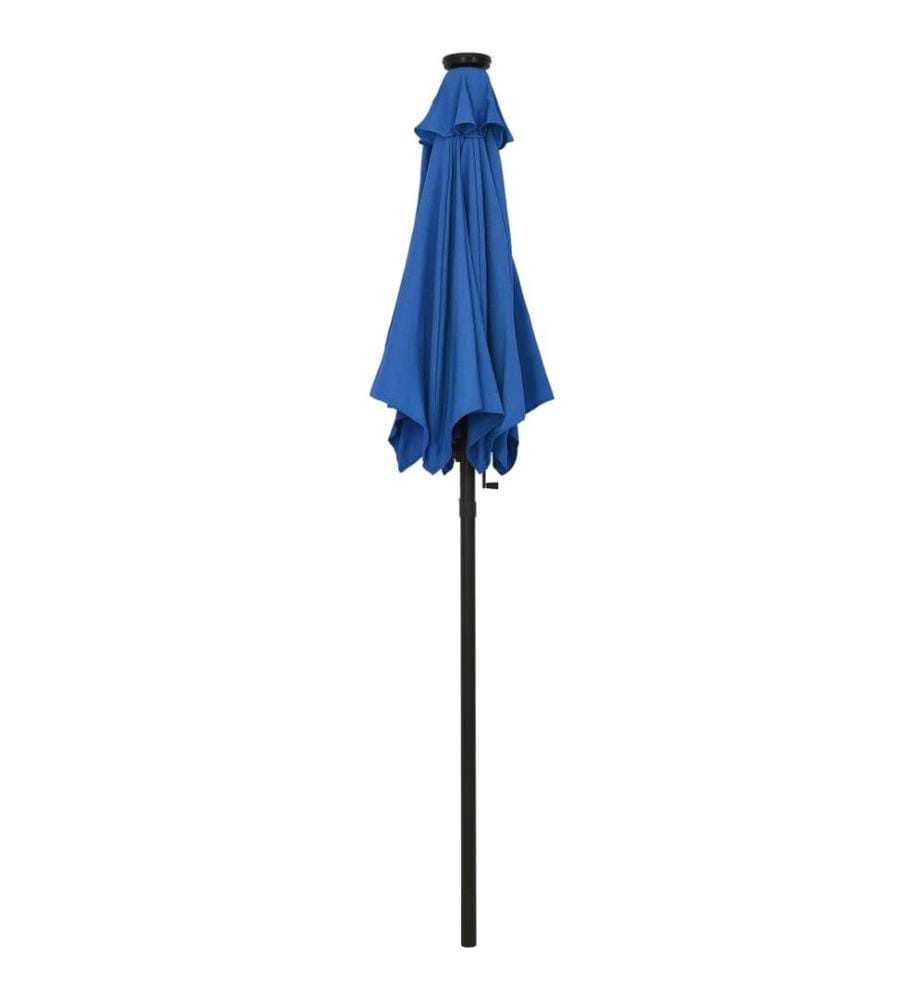Sonnenschirm mit LED-Beleuchtung Azurblau 200x211 cm Alu