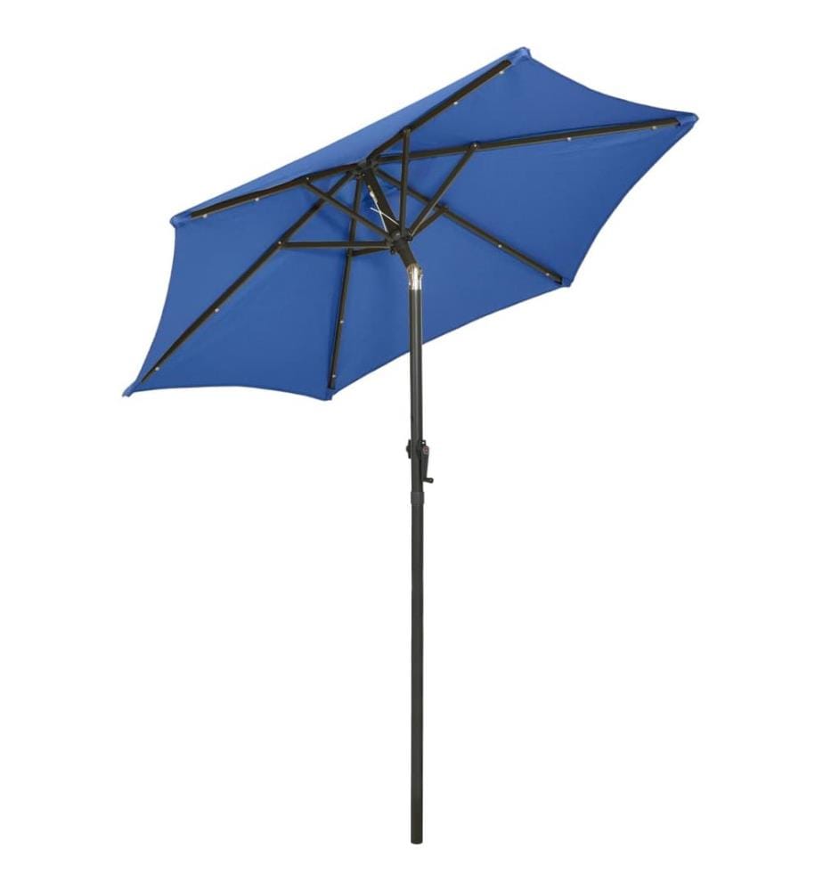 Sonnenschirm mit LED-Beleuchtung Azurblau 200x211 cm Alu