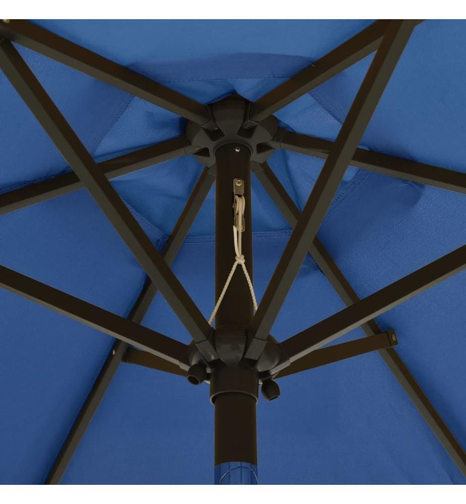 Sonnenschirm mit LED-Beleuchtung Azurblau 200x211 cm Alu