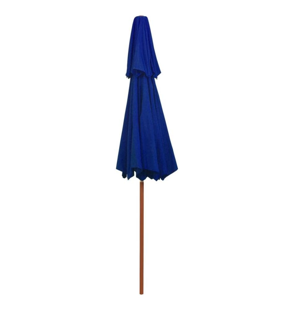 Sonnenschirm mit Doppeldach und Holz-Mast Blau 270 cm