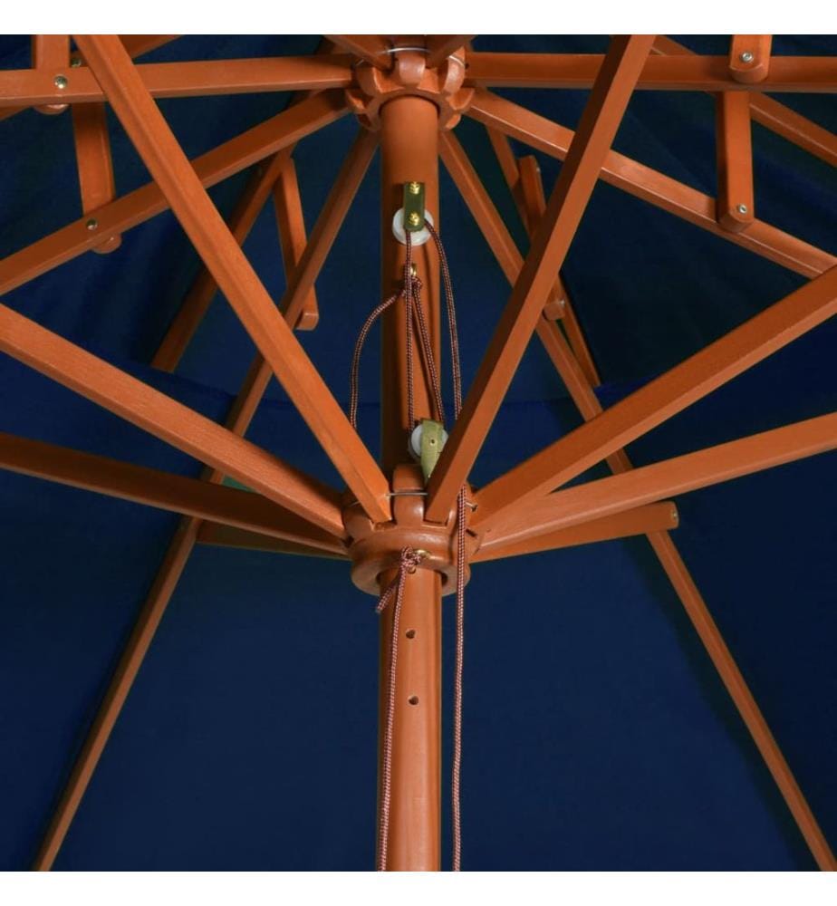 Sonnenschirm mit Doppeldach und Holz-Mast Blau 270 cm