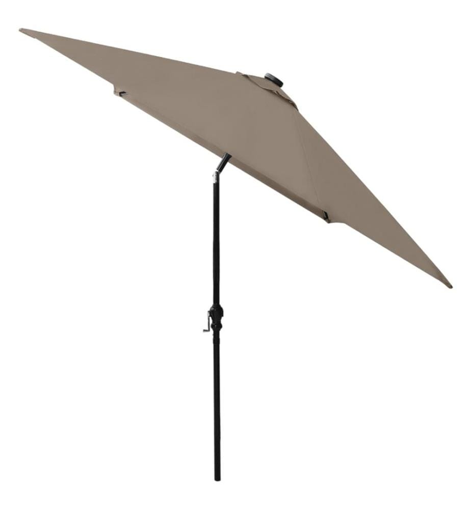 Parasol de jardin avec LED et mât en acier taupe 2x3 m