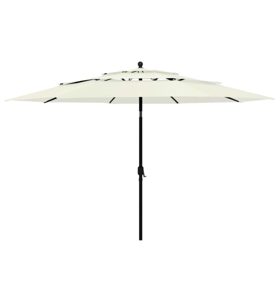 Sonnenschirm mit Aluminium-Mast 3-lagig Sandfarbe 3,5 m