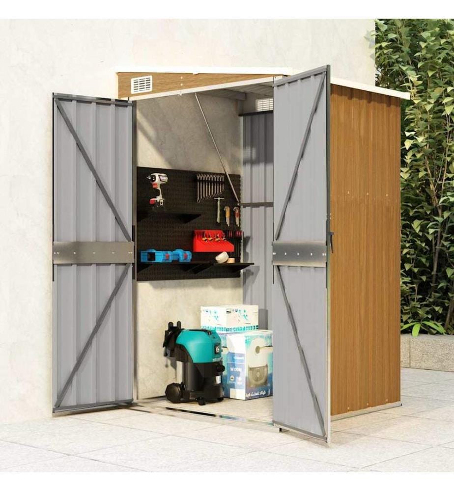 Remise de jardin murale Marron 118x100x178 cm Acier galvanisé