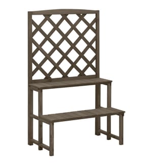 Blumentreppe mit Rankgitter Grau 70x42x115cm Massivholz Tanne