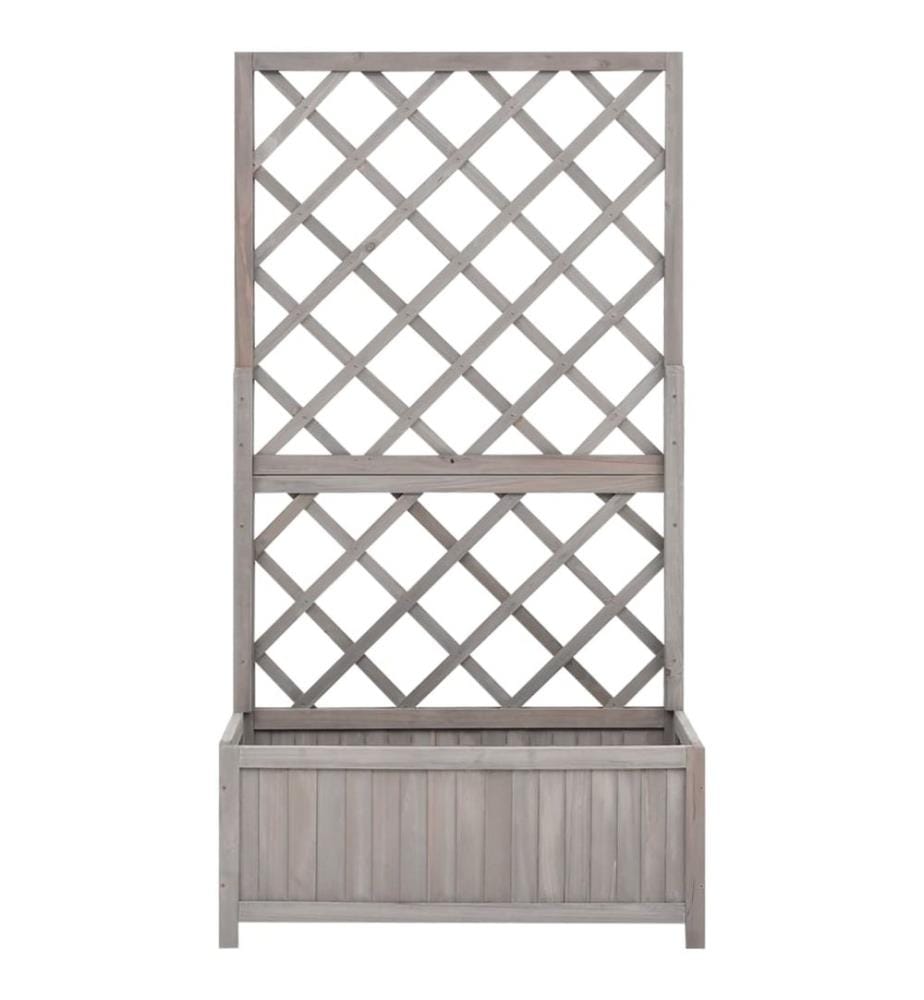 Garten-Spalier mit Blumenkasten Grau 70x30x135 cm Tannenholz