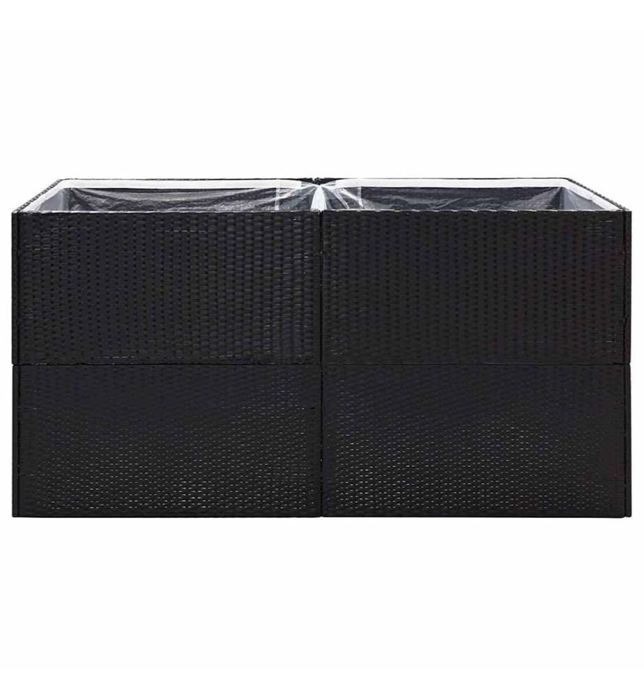 Jardinière Noir 157x80x80 cm Résine tressée