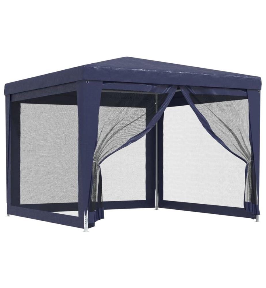 Tente de fête avec 4 parois latérales en maille Bleu 3x3 m PEHD
