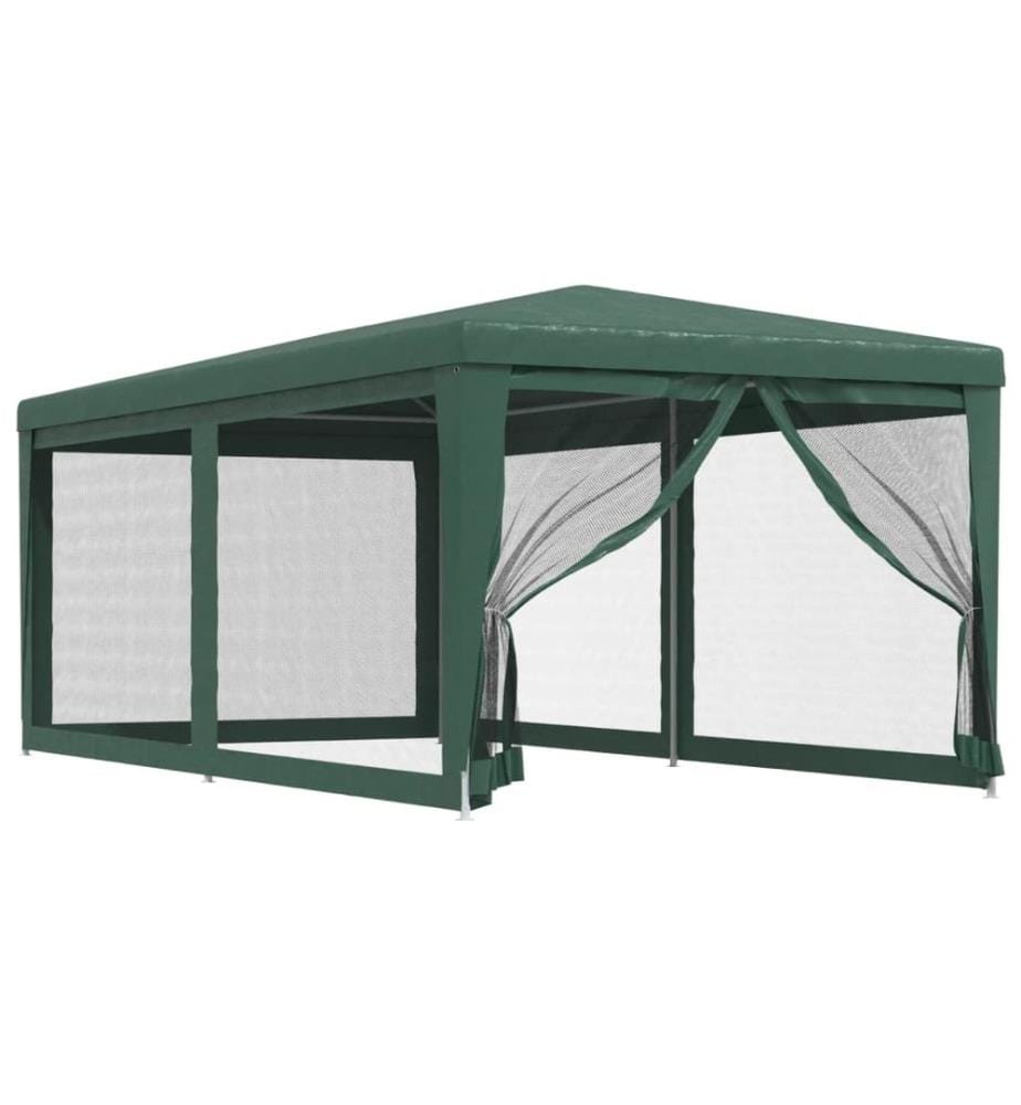 Tente de fête avec 4 parois latérales en maille Vert 3x6 m PEHD